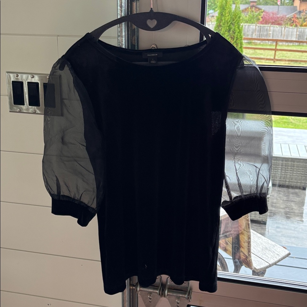 Chic Black Sheer Sleeve Top - Halogen Brand